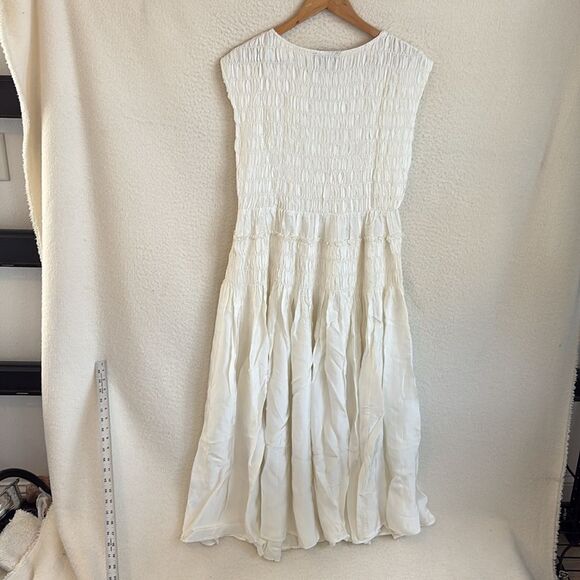 J Crew Maude dress in drapey viscose twill Womens Large Ivory White - Picture 3 of 10